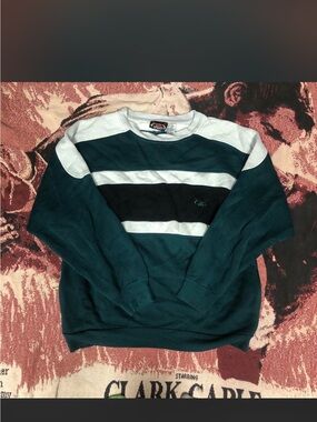 Vintage Voit Green Crewneck Sweatshirt with Black and White Stripes